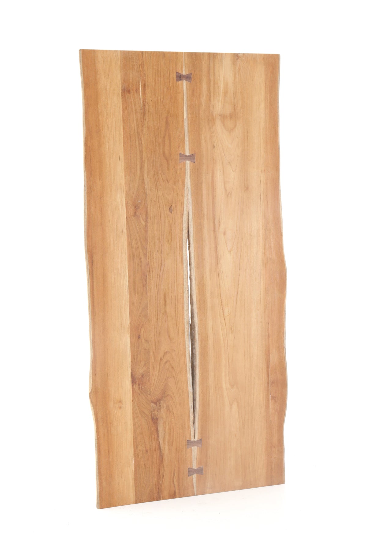 Anna Butterfly live-edge teak tabletop with butterfly connectors