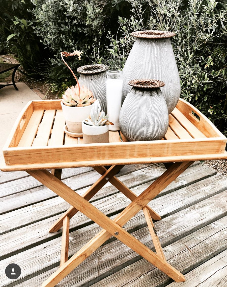 Teak Tray On Stand