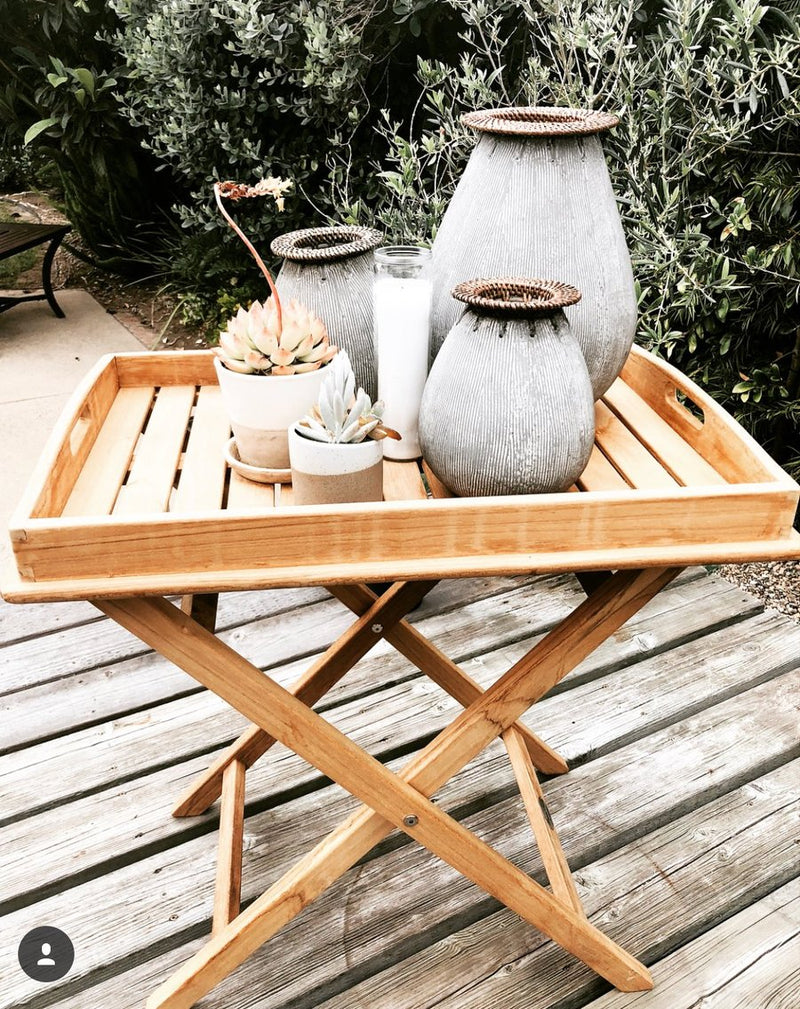 Teak Tray On Stand